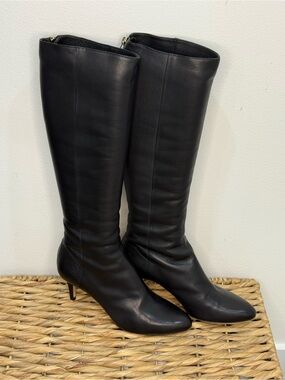 Jimmy Choo Black Leather Knee-High Boots – Size 38